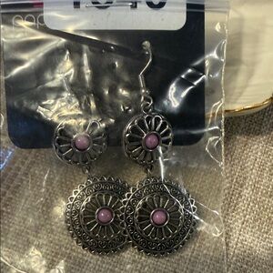 Paparazzi Silver Earrings with Purple Accents